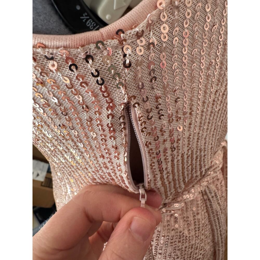 NWT Grace Karin Women’s Rose Gold Sequin One Shoulder Prom Dress Size XL - Picture 7 of 9